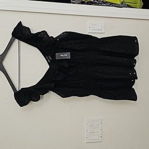 City Chic Large Black Eyelet Peplum Tank Top NWT